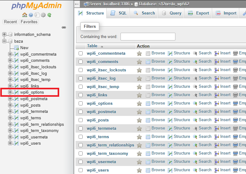 opcije - How to change domain name for a WordPress website  (5 ways)
