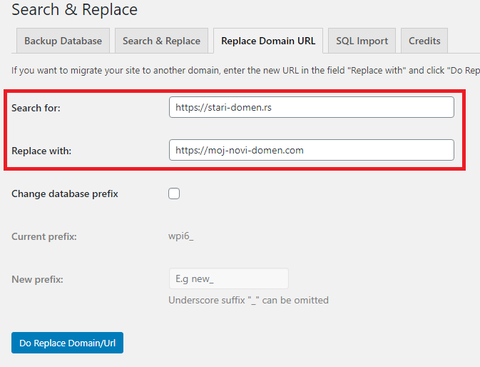 zameni u bazi - How to change domain name for a WordPress website  (5 ways)