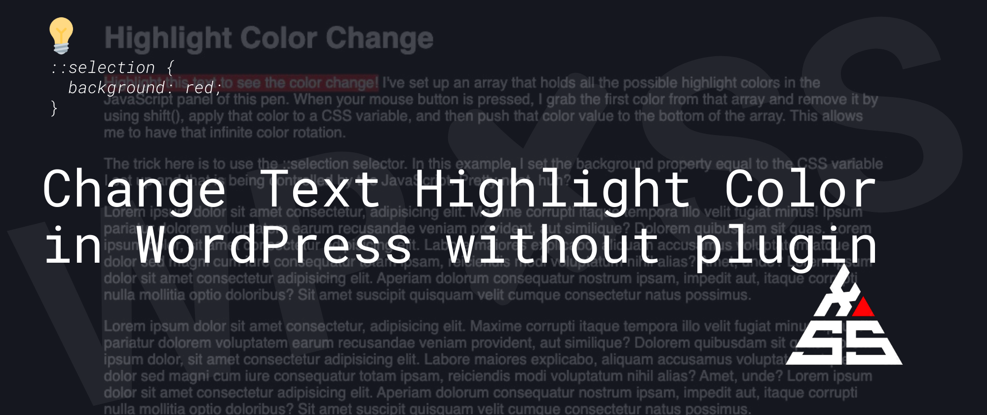 Highlight Color Change - Change Text Highlight Color ð¨ in WordPress without any plugin