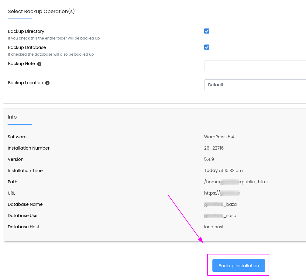 How to Backup a WordPress site using Softaculous image 4 - How to Backup a WordPress site using Softaculous
