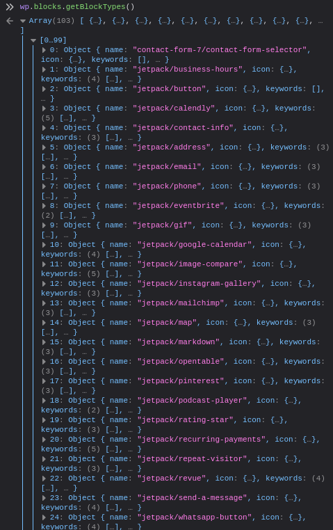 List all WordPress Blocks in the Editor image 5 - List all WordPress Blocks in the Editor