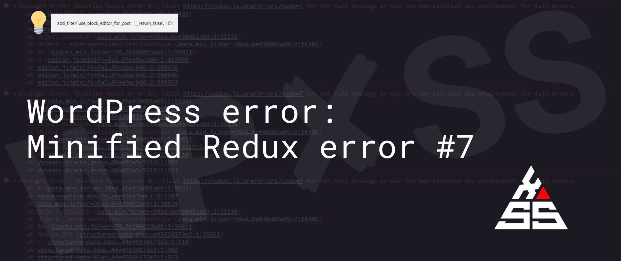 WordPress error Minified Redux error #7