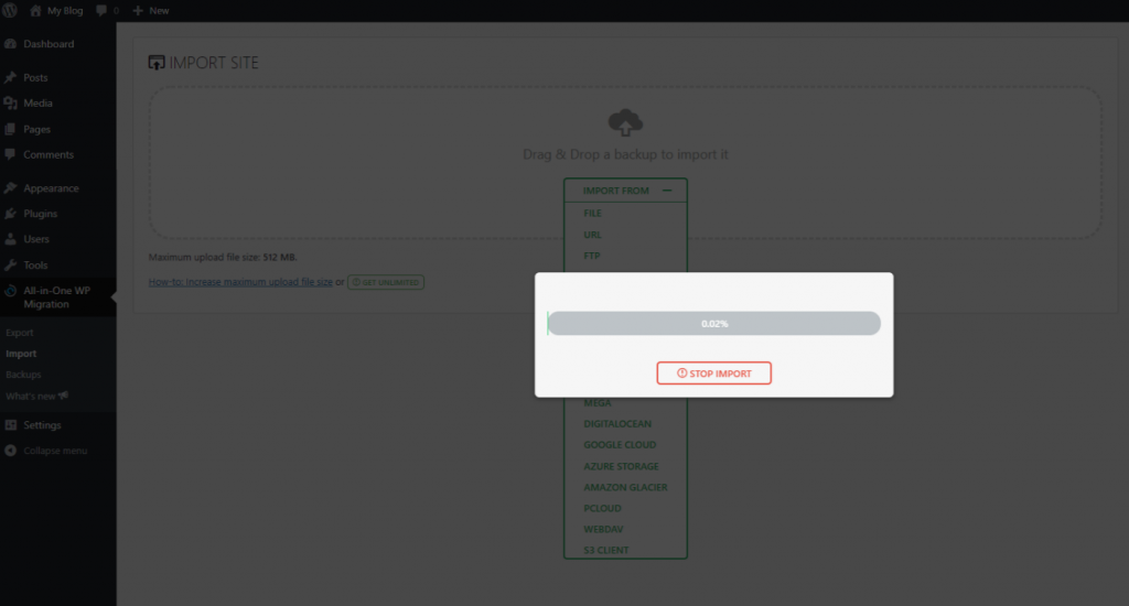 How to extract WordPress All In One Migration backup from .WPRESS file image 11 1024x550 - How to extract WordPress All In One Migration backup from .WPRESS file