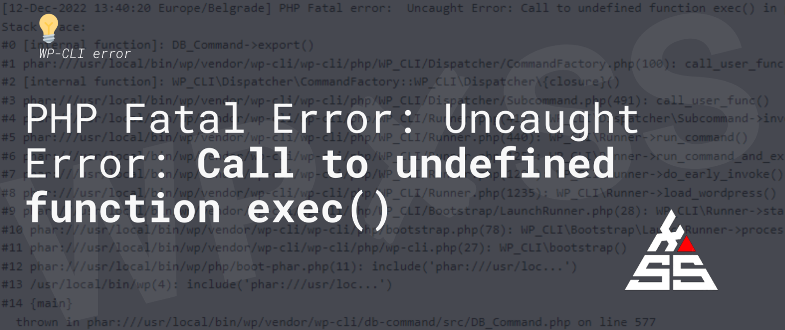 WP-CLI Not Working: Call To Undefined Function Exec() - WpXSS