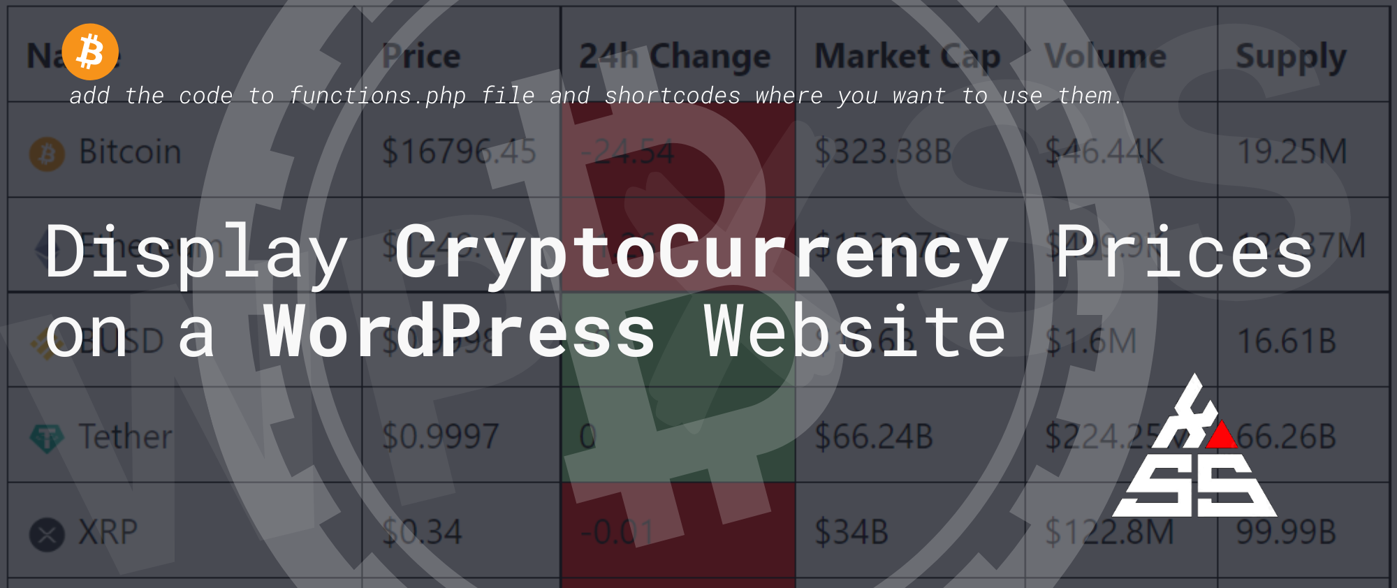 Display CryptoCurrency Prices on a WordPress Website without any plugins - Display CryptoCurrency Prices on a WordPress Website without any plugins
