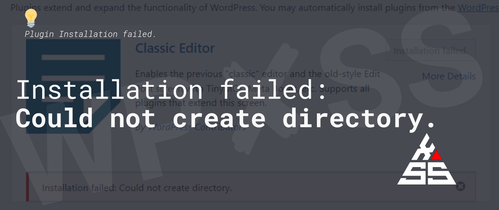 Installation failed Could not create directory. WPXSS blog - Installation failed: Could not create directory.