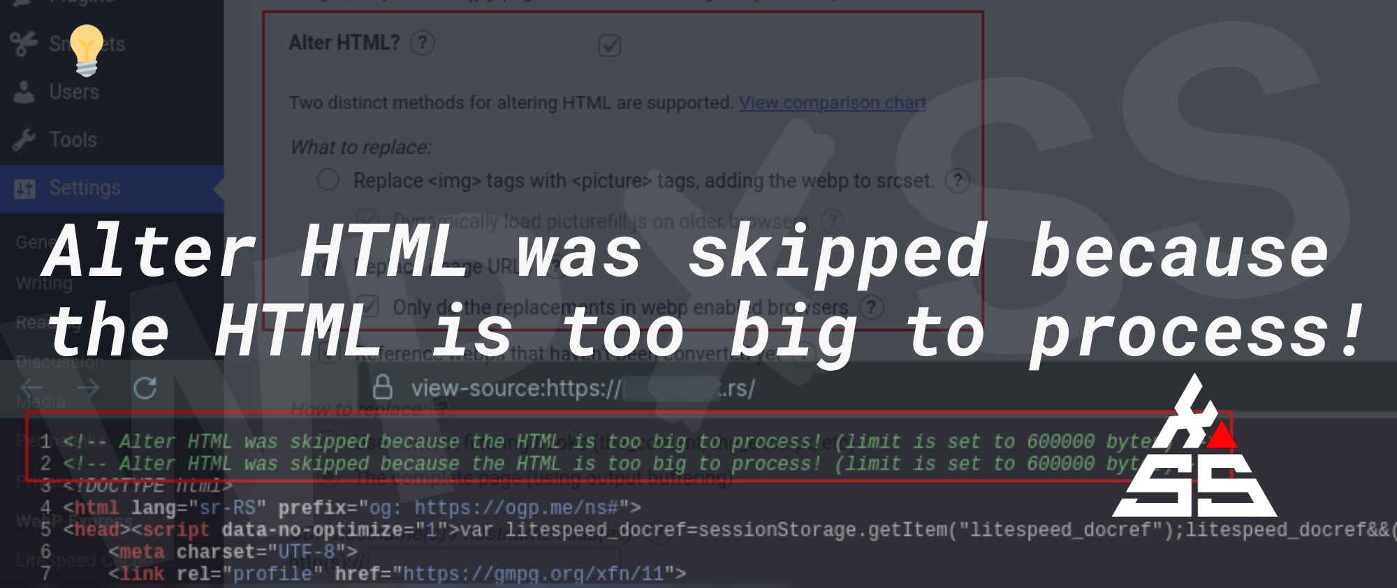 Alter HTML was skipped because the HTML is too big to process 1 - Alter HTML was skipped because the HTML is too big to process!