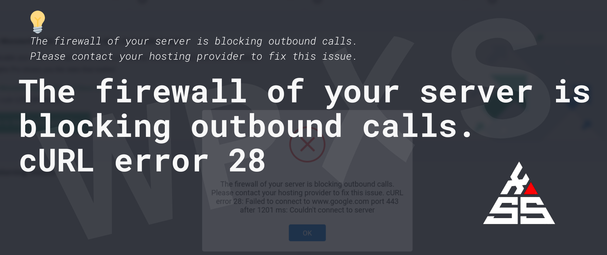 wpxss The firewall of your server is blocking outbound calls - MonsterInsights - The firewall of your server is blocking outbound calls. Please contact your hosting provider to fix this issue.
